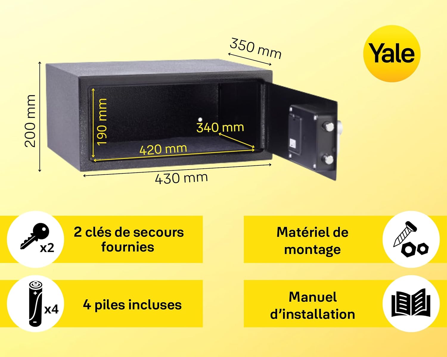 Thumbnail 1 de Yale YLV/200/DB2 Electronic Laptop Safe (24L) with PIN keypad + override key