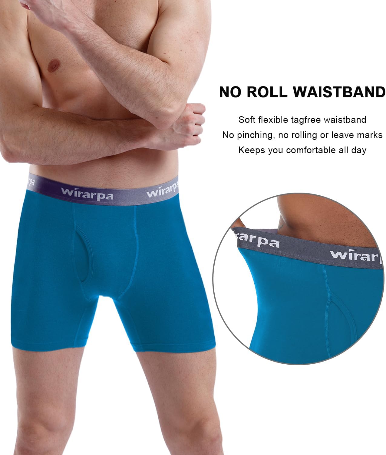 Thumbnail 3 de wirarpa Men's Underwear Trunks Cotton Stretch Boxer Shorts Open Fly (4 Pack)