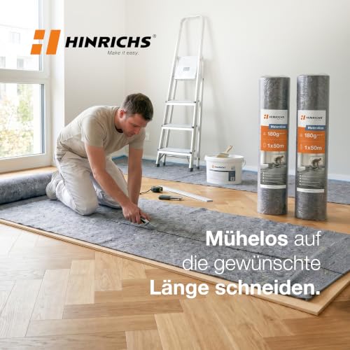 Detalle de Hinrichs Malervlies 50 m × 1 m, 180 g/m² – rutschhemmendes Abdeckvlies für Boden, Treppen und Möbel