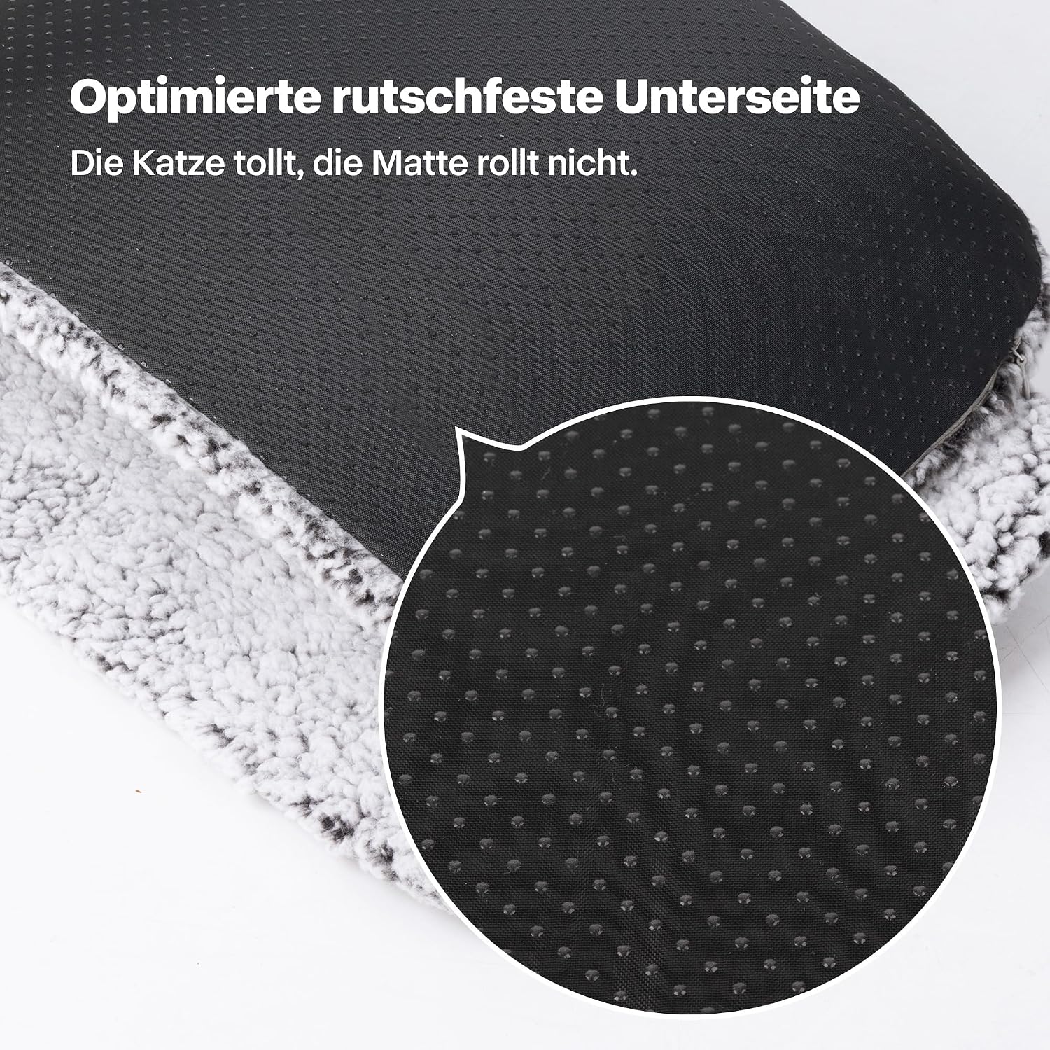 Detalle de Pet Prime Katzen Fensterbank Liegekissen – 90 x 28 cm, rutschfest, mit 2 Bezügen (Plüsch & Kühl-Seide), maschinenwaschbar