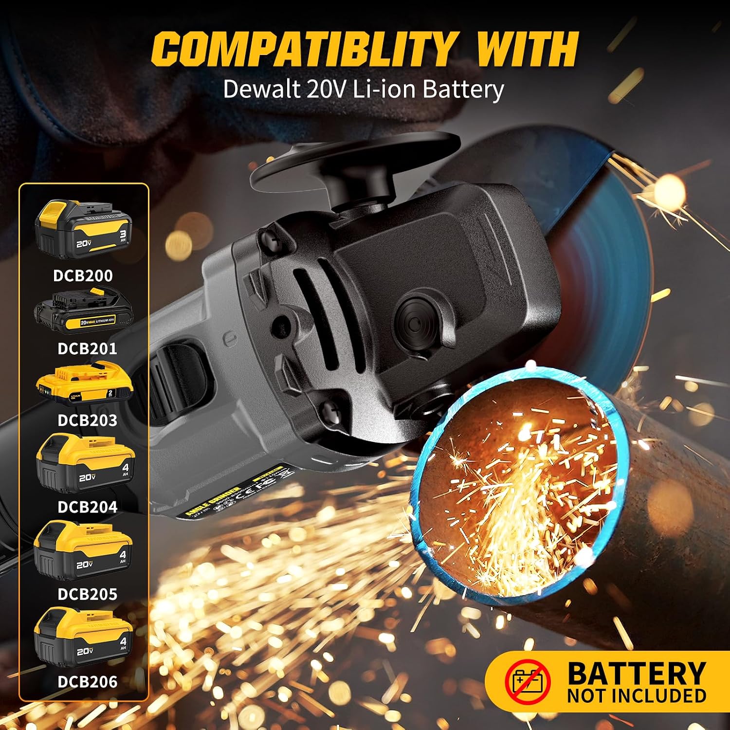 Thumbnail 2 de VERVEWAVE 30-US-WT8633-03 Cordless Angle Grinder, 4-1/2-Inch, Brushless, 6-Speed