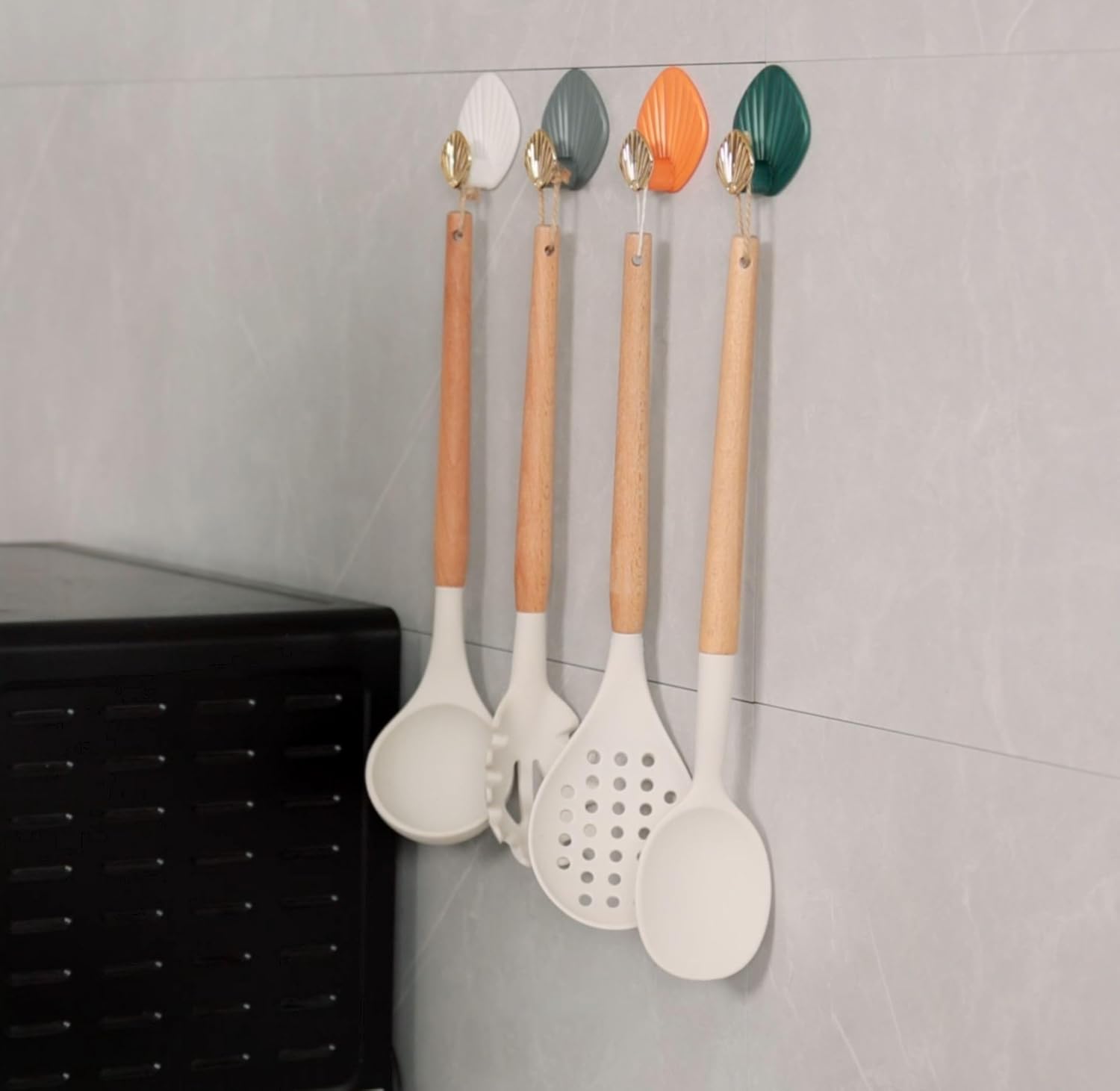 Thumbnail 6 de RICOO HP004-GY, set da 4 ganci adesivi grigi per bagno e cucina (stile moderno)
