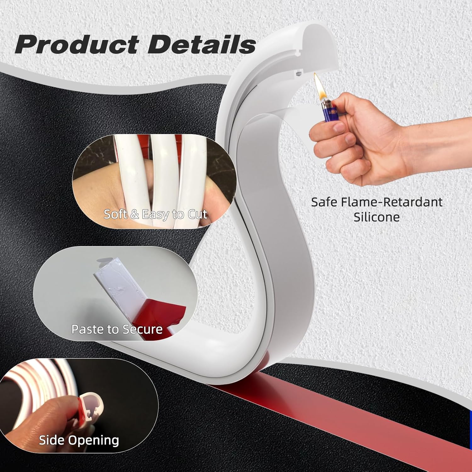 Thumbnail 2 de Conwang Mini White Cable Trunking Self Adhesive – 2m, Side-Opening, Flame-Retardant