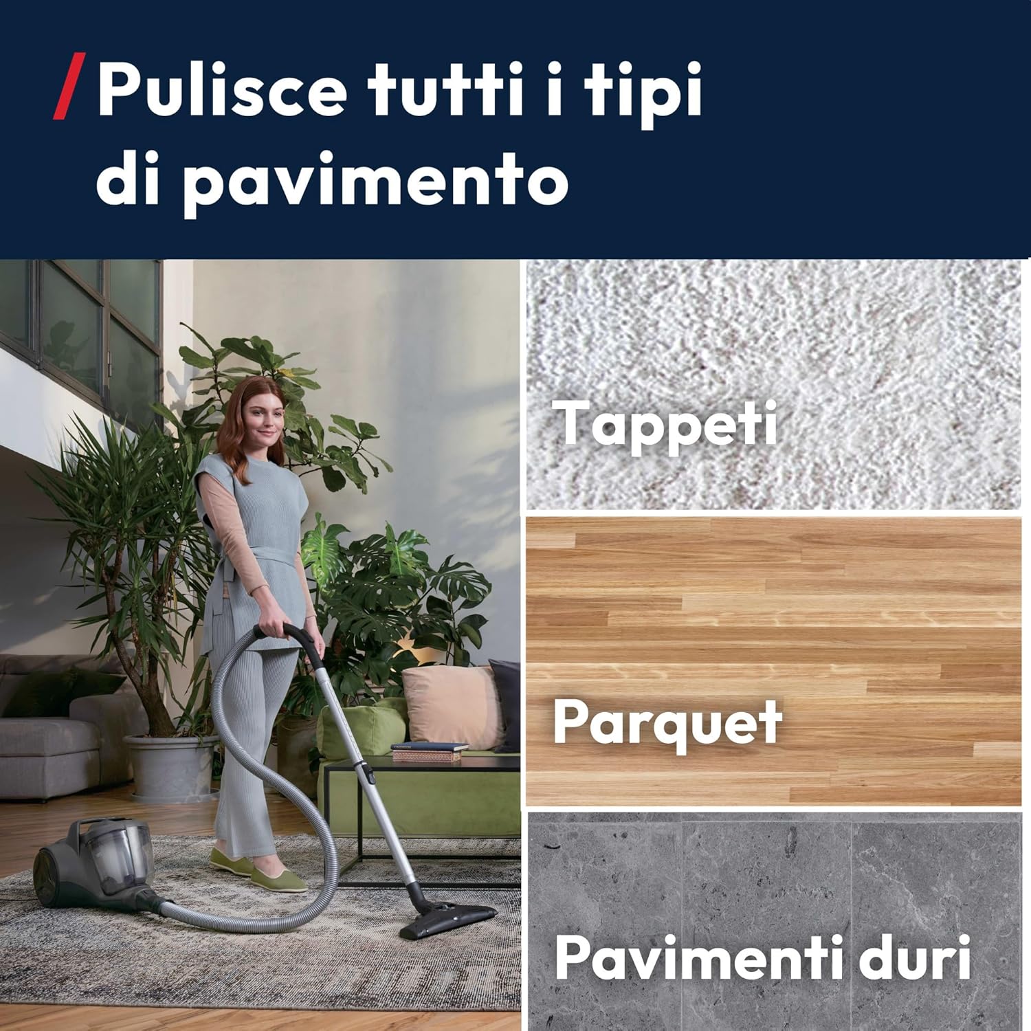 Detalle de Hoover HPZ107HM: Aspirapolvere a traino senza sacco, potente e compatto per ogni pavimento