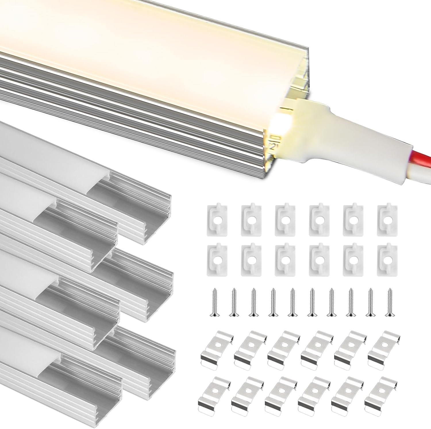 Detalle de BRIMETI 4N-D889-LvCao-U=6M ledprofiel, 6 x 1 m, U-vorm met afdekking