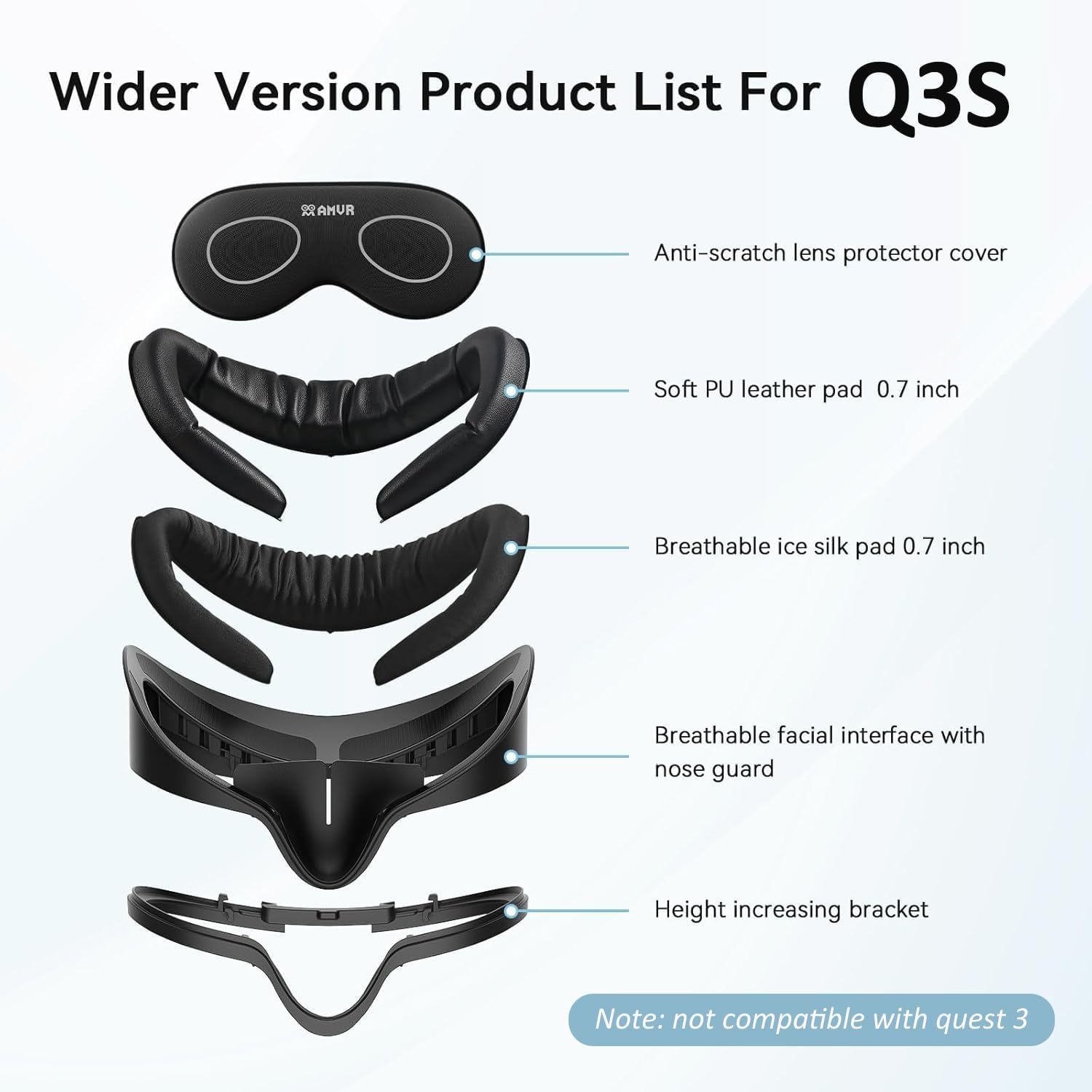 Detalle de AMVR Facial Interface Face Pad Cover for Quest 3S