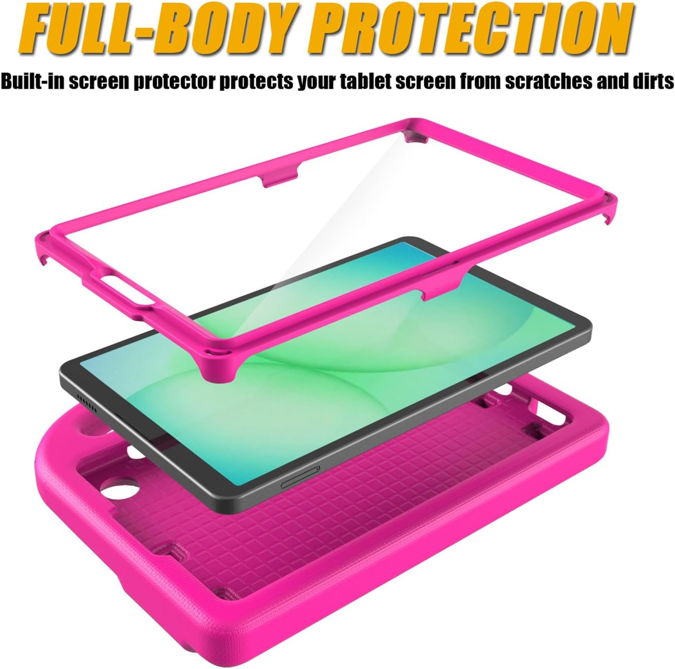 Thumbnail 2 de Mansiruyi Kids Case for Samsung Galaxy Tab A11 8.7" (2025) – Lightweight Shockproof Case with Screen Protector, Spider Stand and Handle in Pink