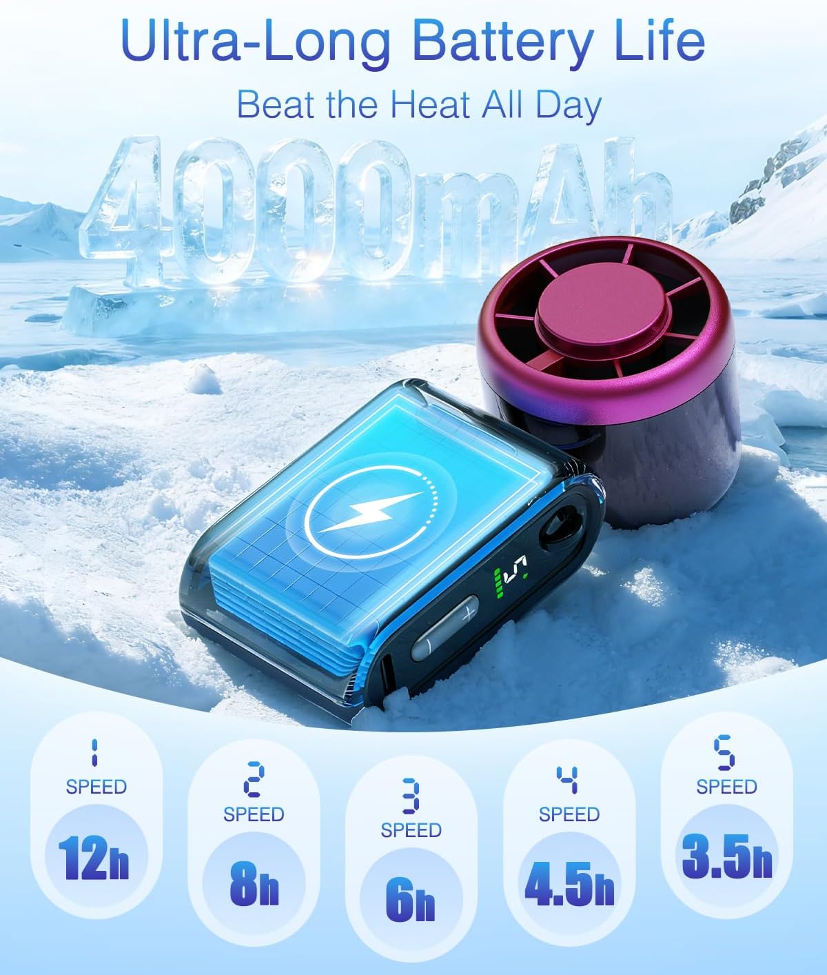 Detalle de iFunSky Mini Portable Handheld Turbo Fan – Small but Mighty (Black Red)