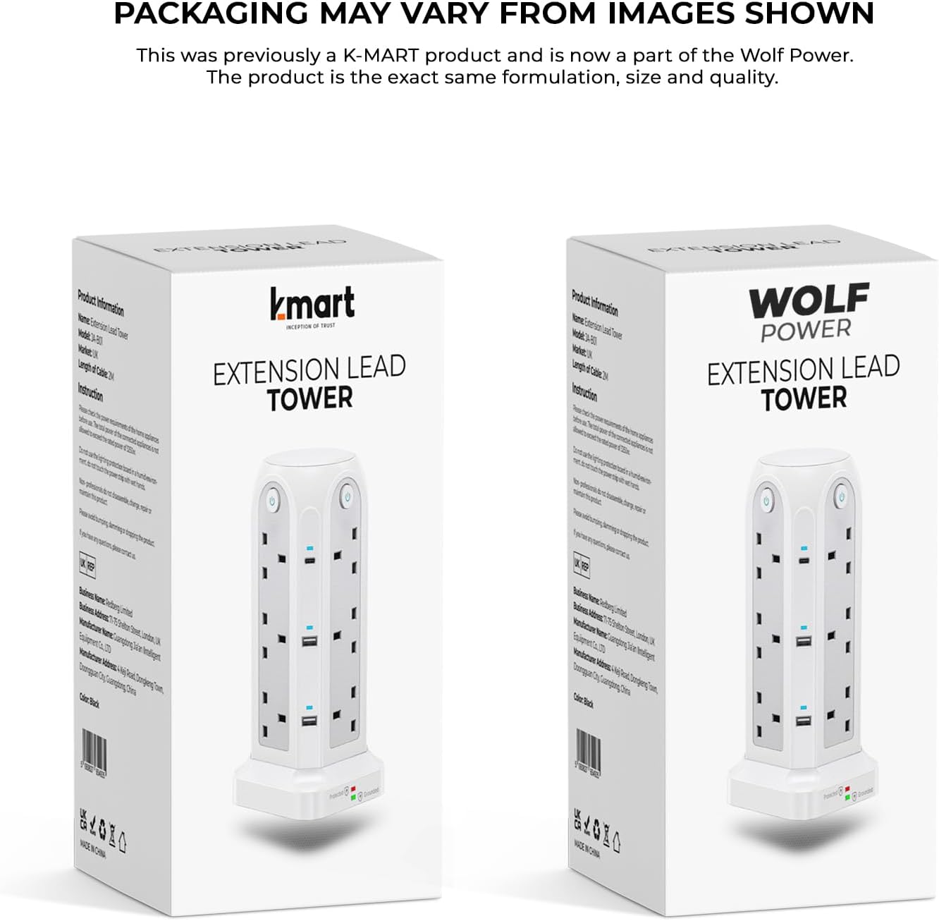 Detalle 2 de Wolf Power Tower Extension Lead 12-socket, 2m 🔌