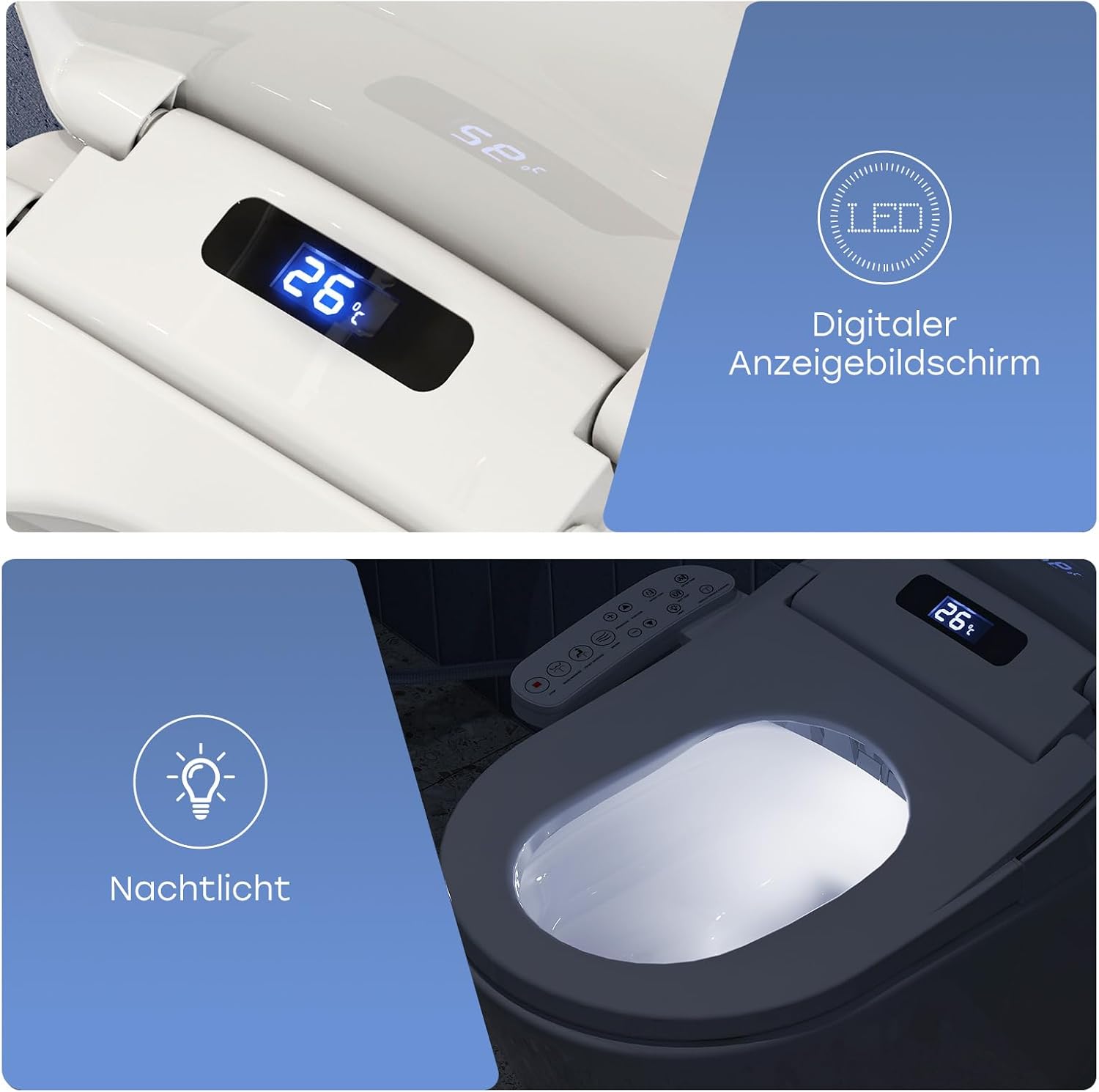 Thumbnail 6 de Intelligenter Smart-Toilettensitz WC Bidet mit Düse, Duschfunktion & Warmlufttrocknung