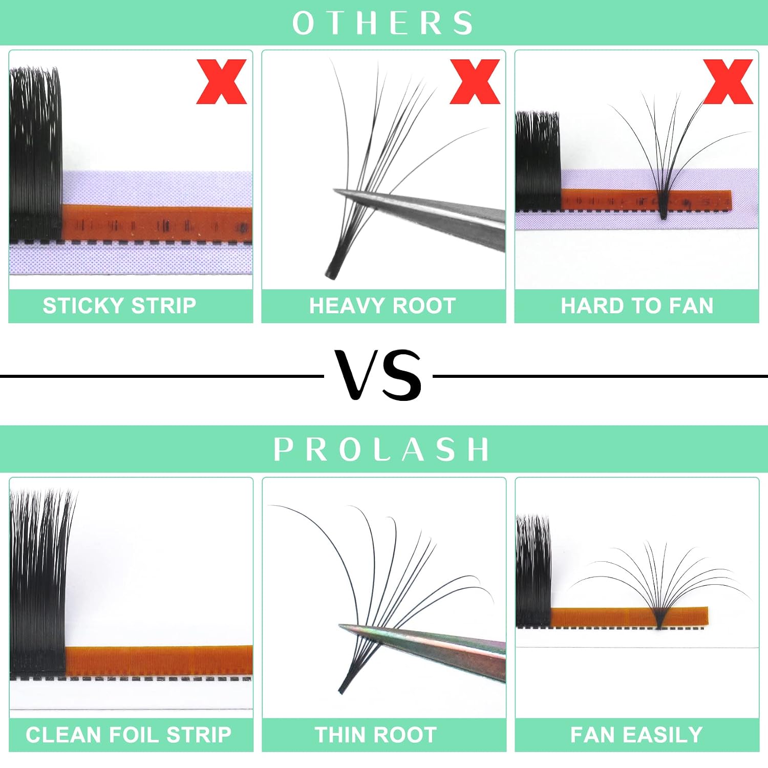 Detalle de Easy Fan Lashes D-0.05-9 Selbstfächernde Wimpern für Volumentechnik