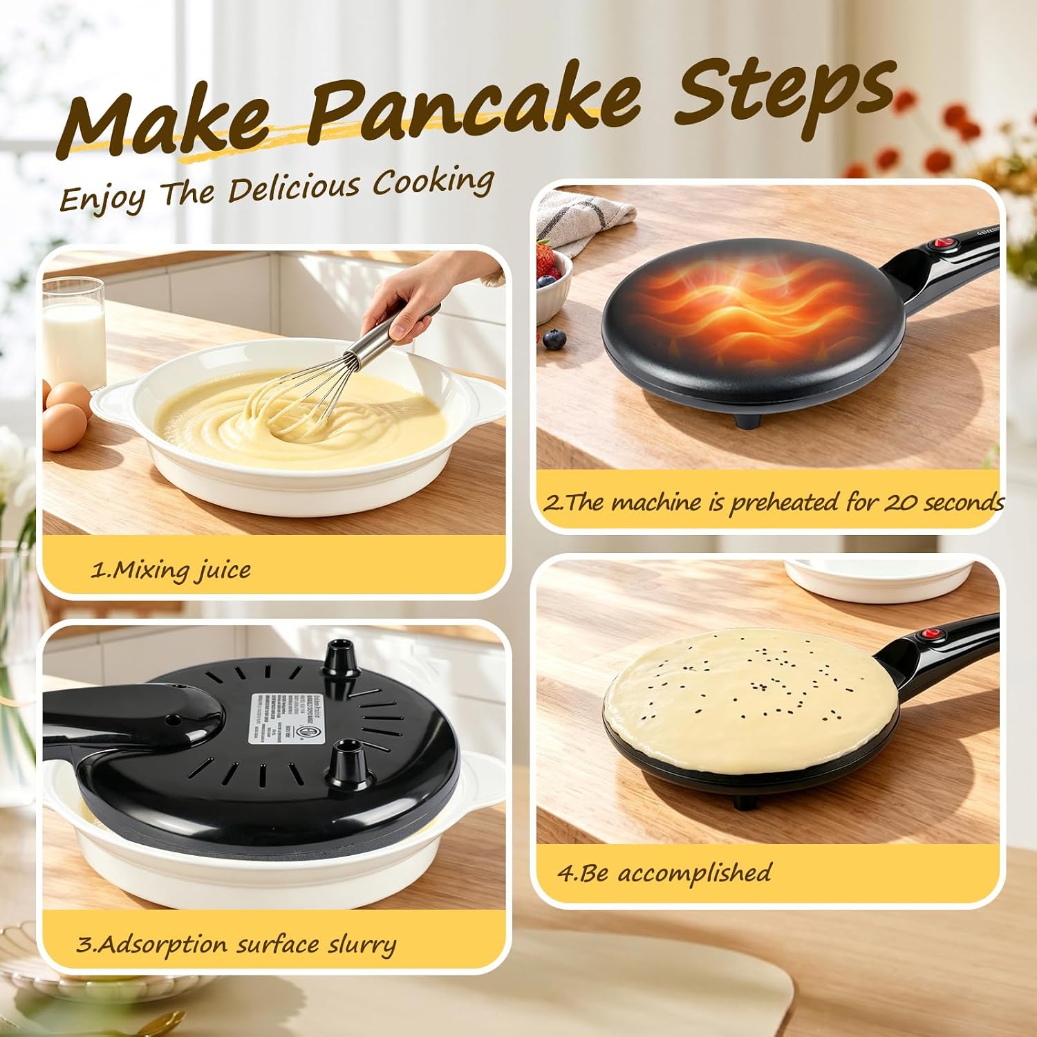Thumbnail 6 de Electric Crepe Maker with 8" Nonstick Pan — 800W, Auto Temp Control