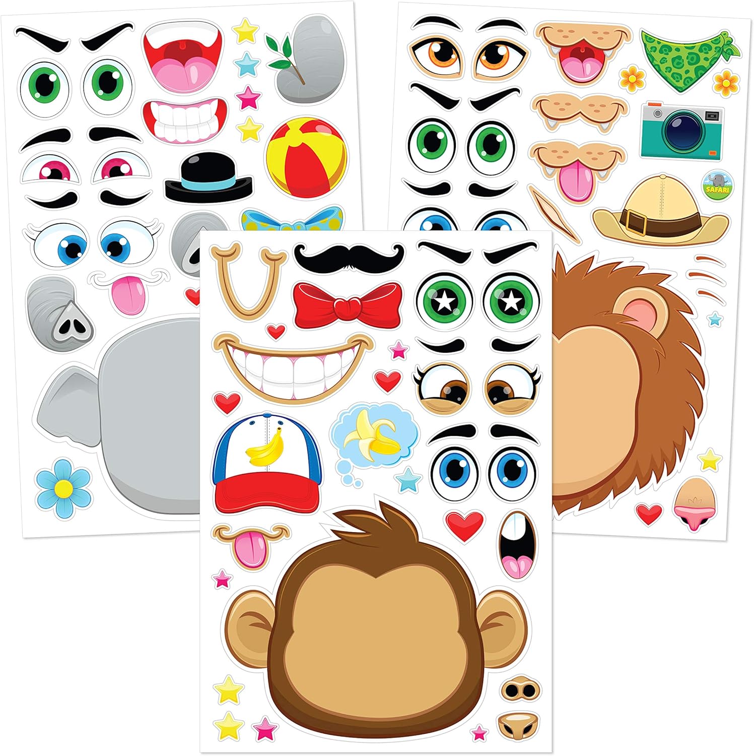 Thumbnail 2 de JOYIN 36 Sheets 9"x6" Make-a-Face Animal Stickers for Kids (36-Piece Set)