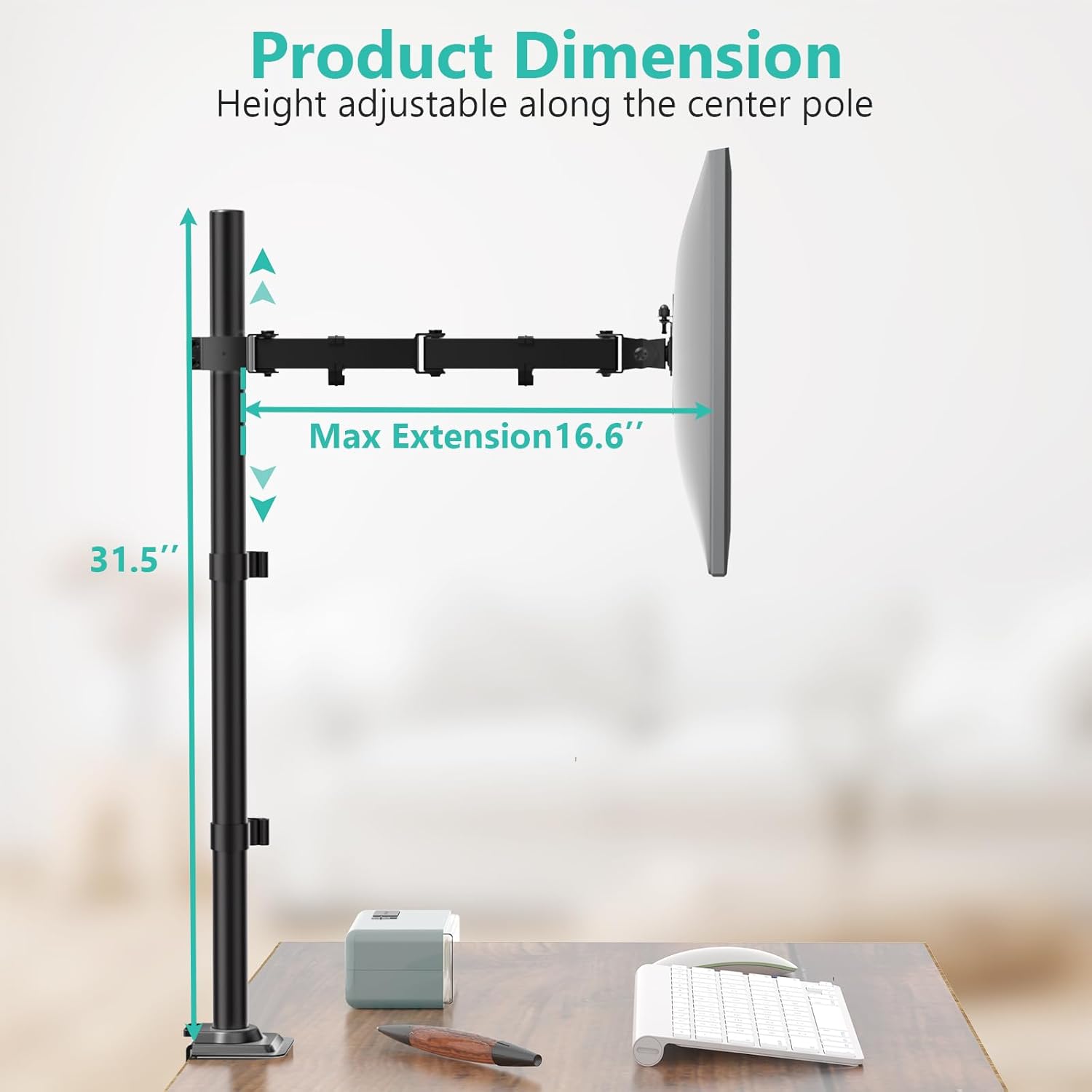 Detalle de WALI Extra Tall Single Monitor Arm (M001XL) for up to 32" Monitors