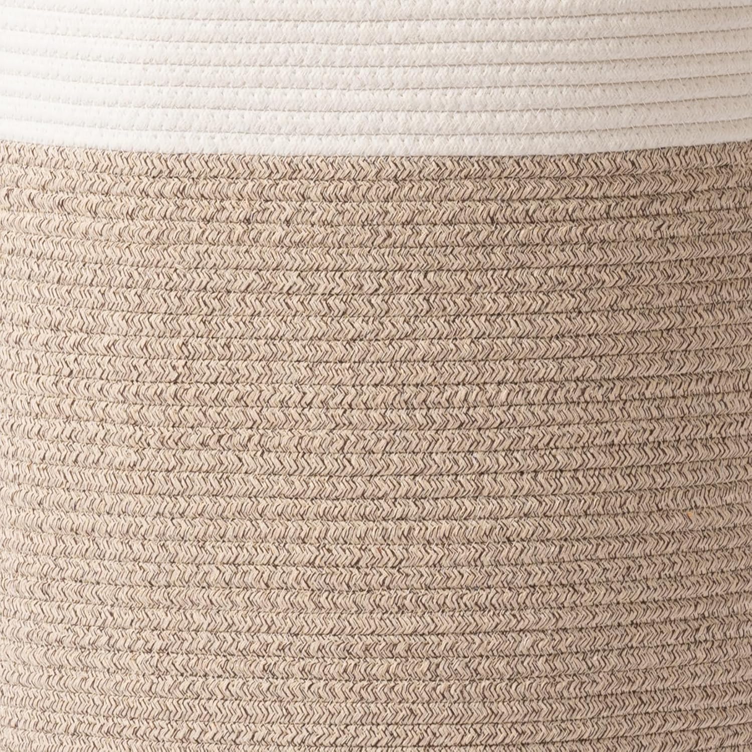 Detalle 2 de LA JOLIE MUSE großer geflochtener Wäschekorb aus Baumwollseil (72 l) – XL-Aufbewahrung für Kinderzimmer & mehr