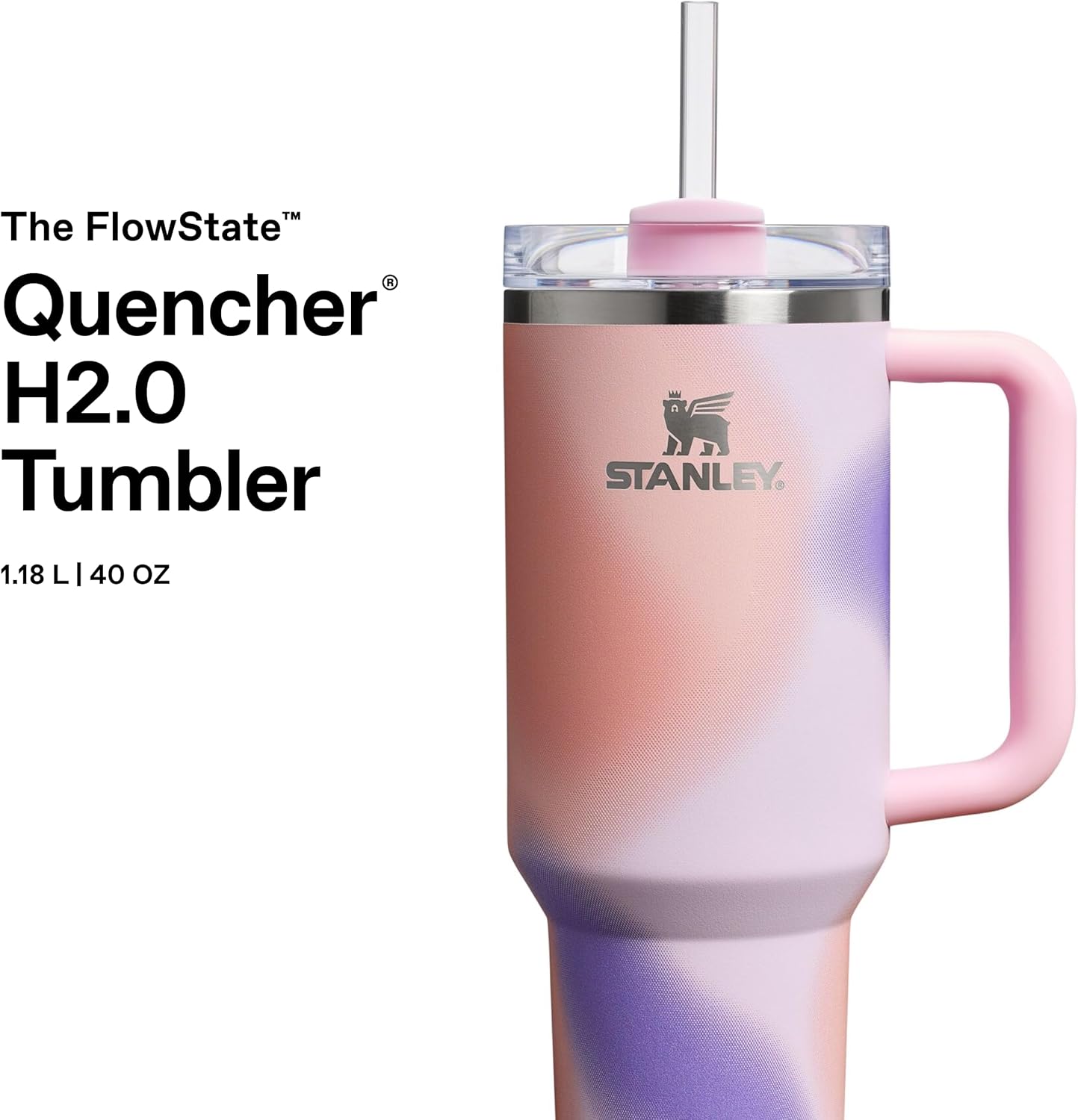 Thumbnail 2 de STANLEY Quencher H2.0 FlowState Tumbler 1.2L in Rose Petal Motion – vacuum insulated cold drinks bottle