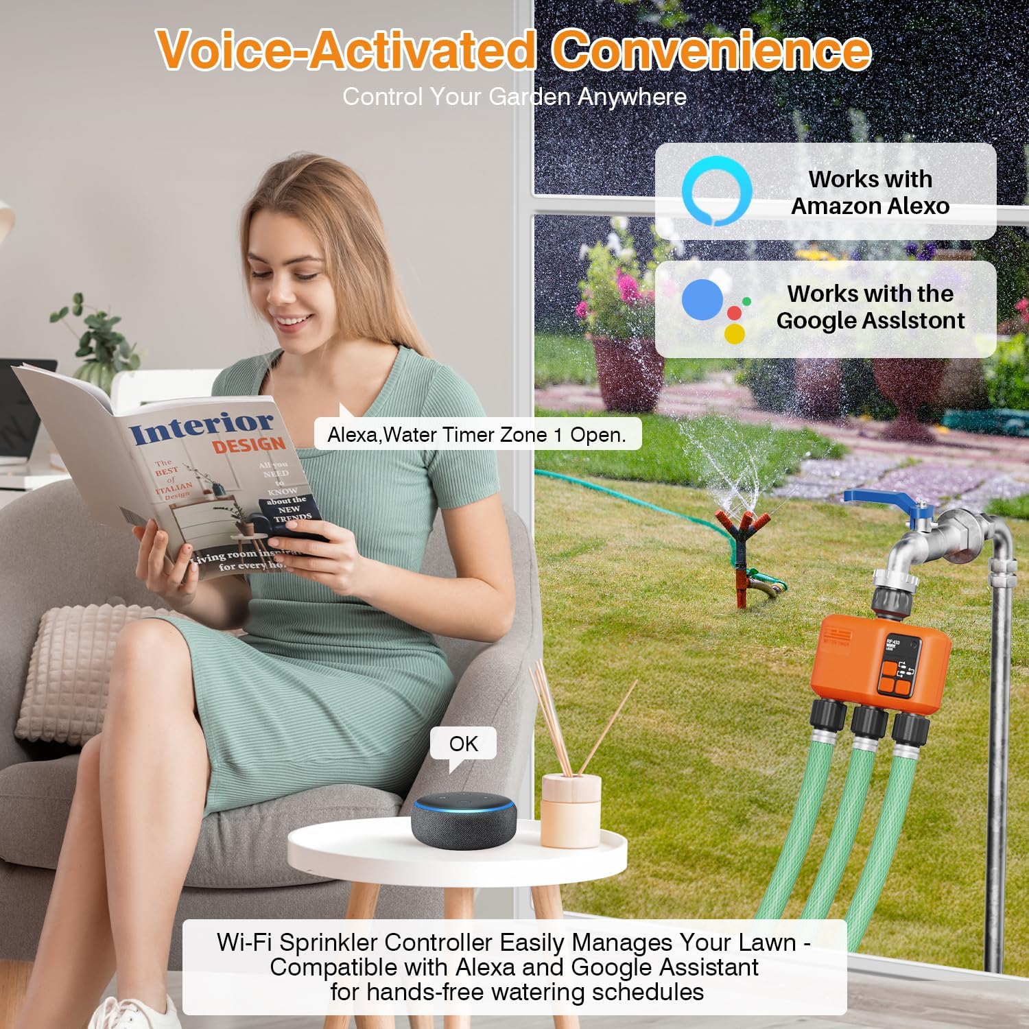 Detalle 1 de XinFuture Smart WiFi Sprinkler Timer for Garden Hose with App Control