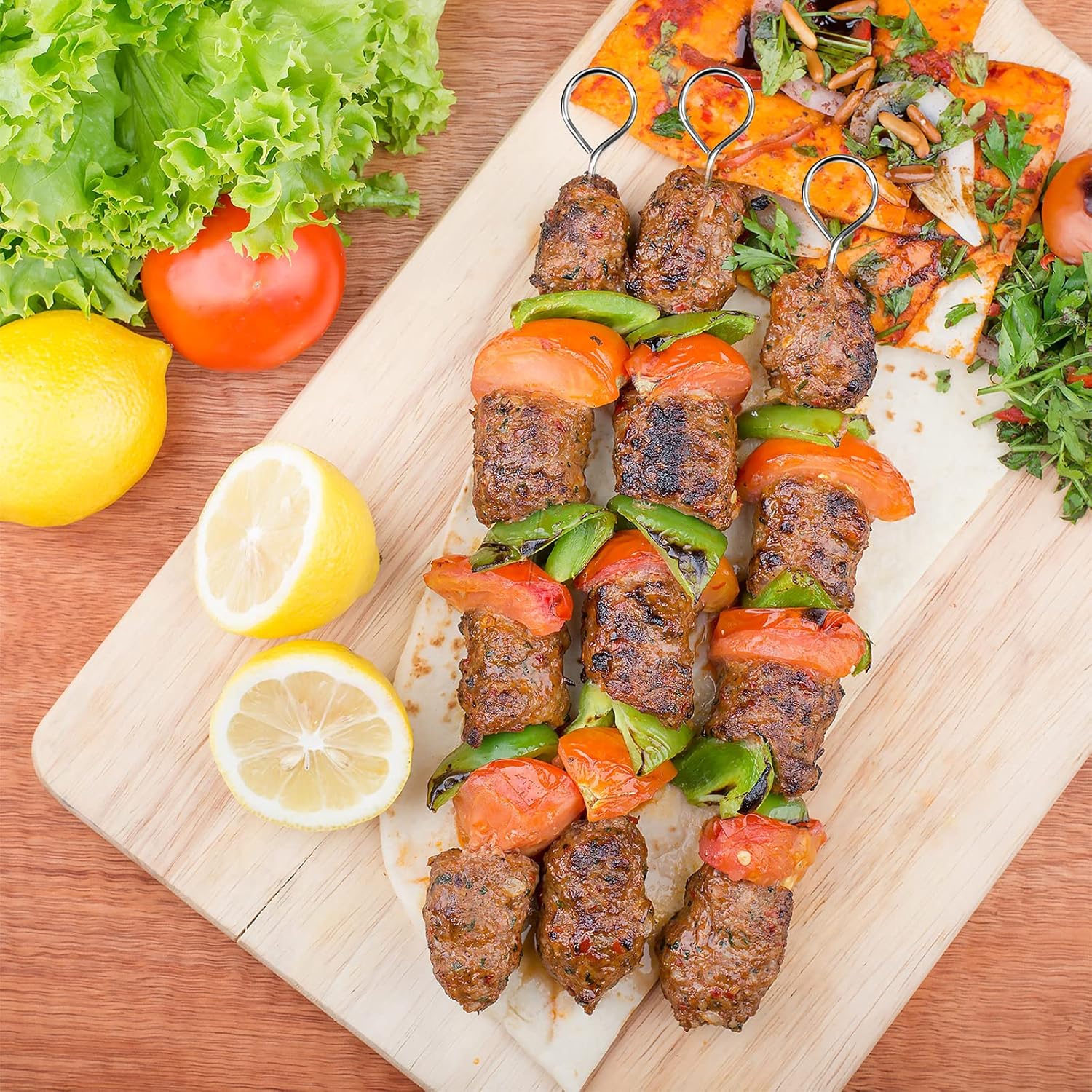 Detalle de Karjiaja 12 Stück Grillspieße Edelstahl – Wiederverwendbare Schaschlikspieße in drei Größen