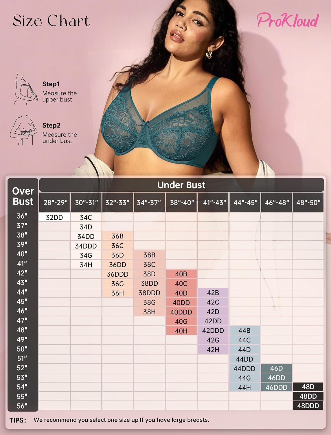 Thumbnail 6 de ProKloud Minimizer Bra, Full Coverage Unlined Lace with Underwire Support