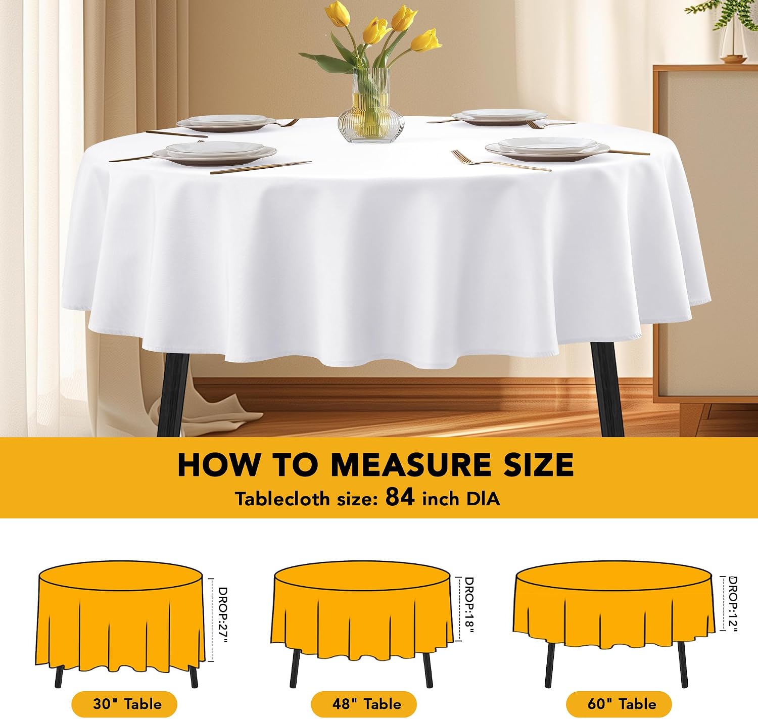 Thumbnail 5 de Dailyset 10-Pack White Round Tablecloths