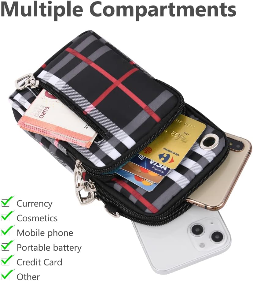 Detalle de Aucuu Petit Sacoche Telephone Portable Femme avec Bandoulière Réglable — Nylon imperméable et multiples poches