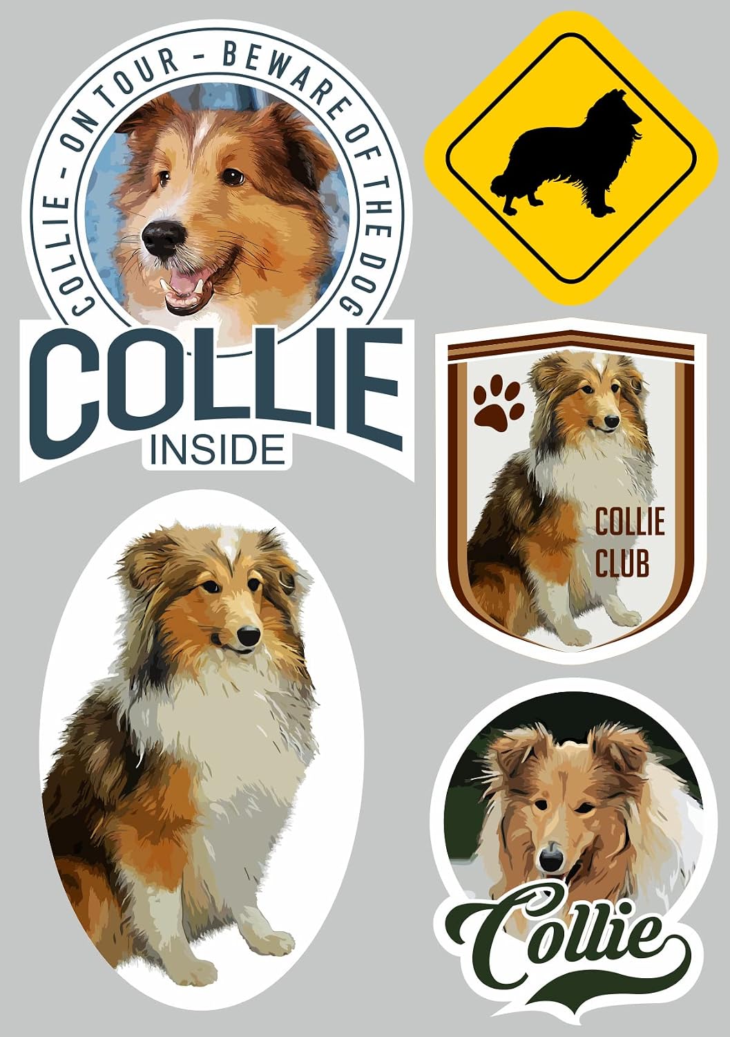Detalle 2 de Daged Collie Aufkleber Set 5 Stück