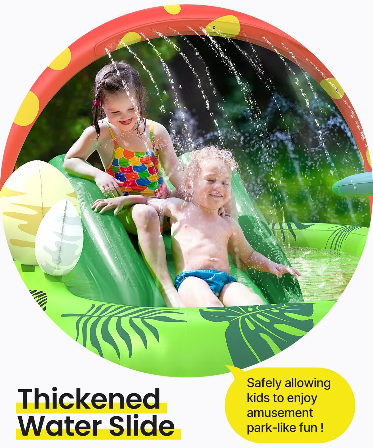 Detalle 2 de Airefina Dino Planet Inflatable Kids Pool with Water Slide