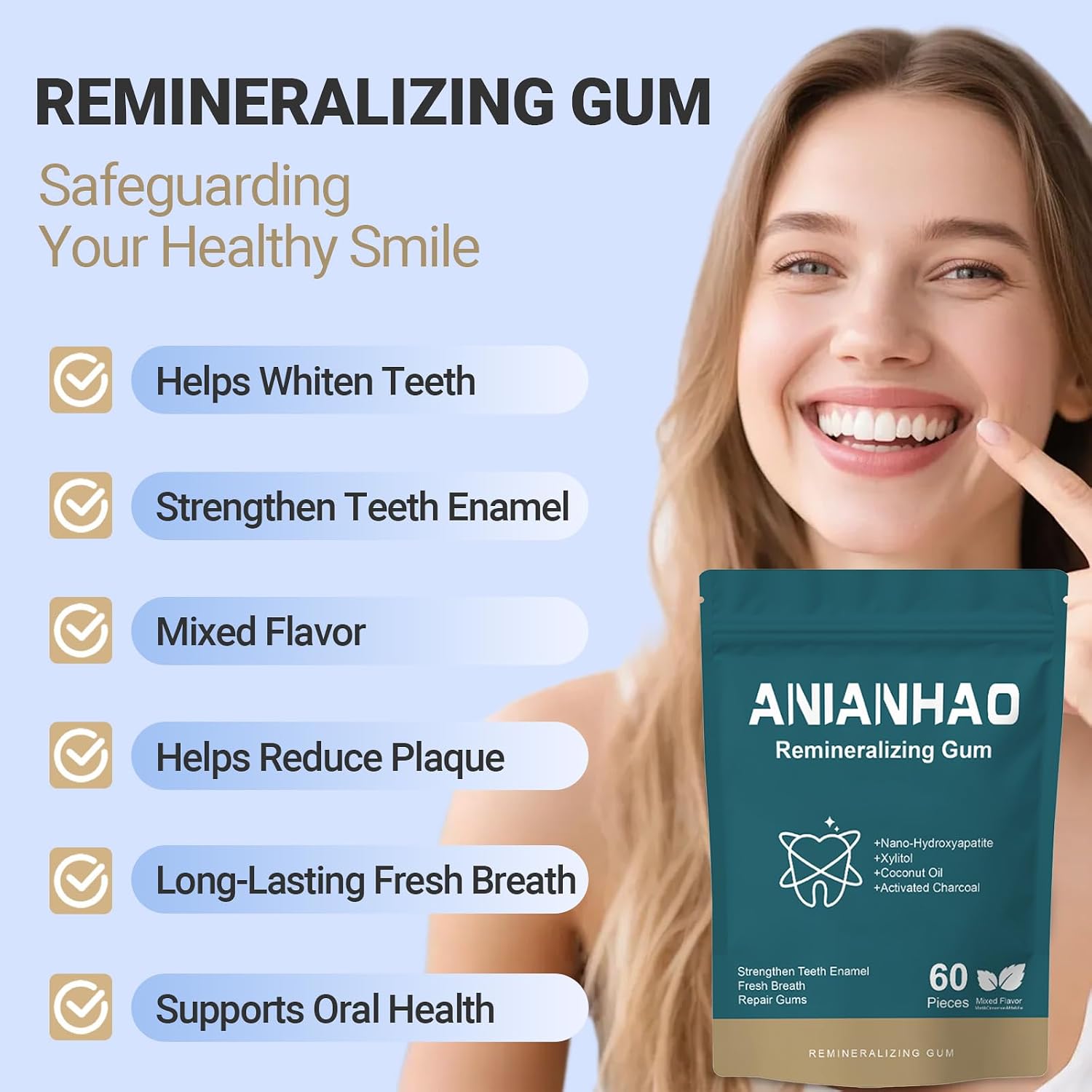 Detalle 1 de Remineralising Chewing Gum 60 Pieces