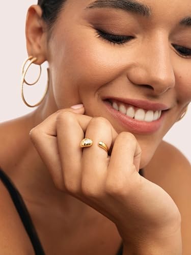 Thumbnail 1 de SINGULARU Anillo Doble Gota Spark en latón con baño oro de 18 kt y circonita