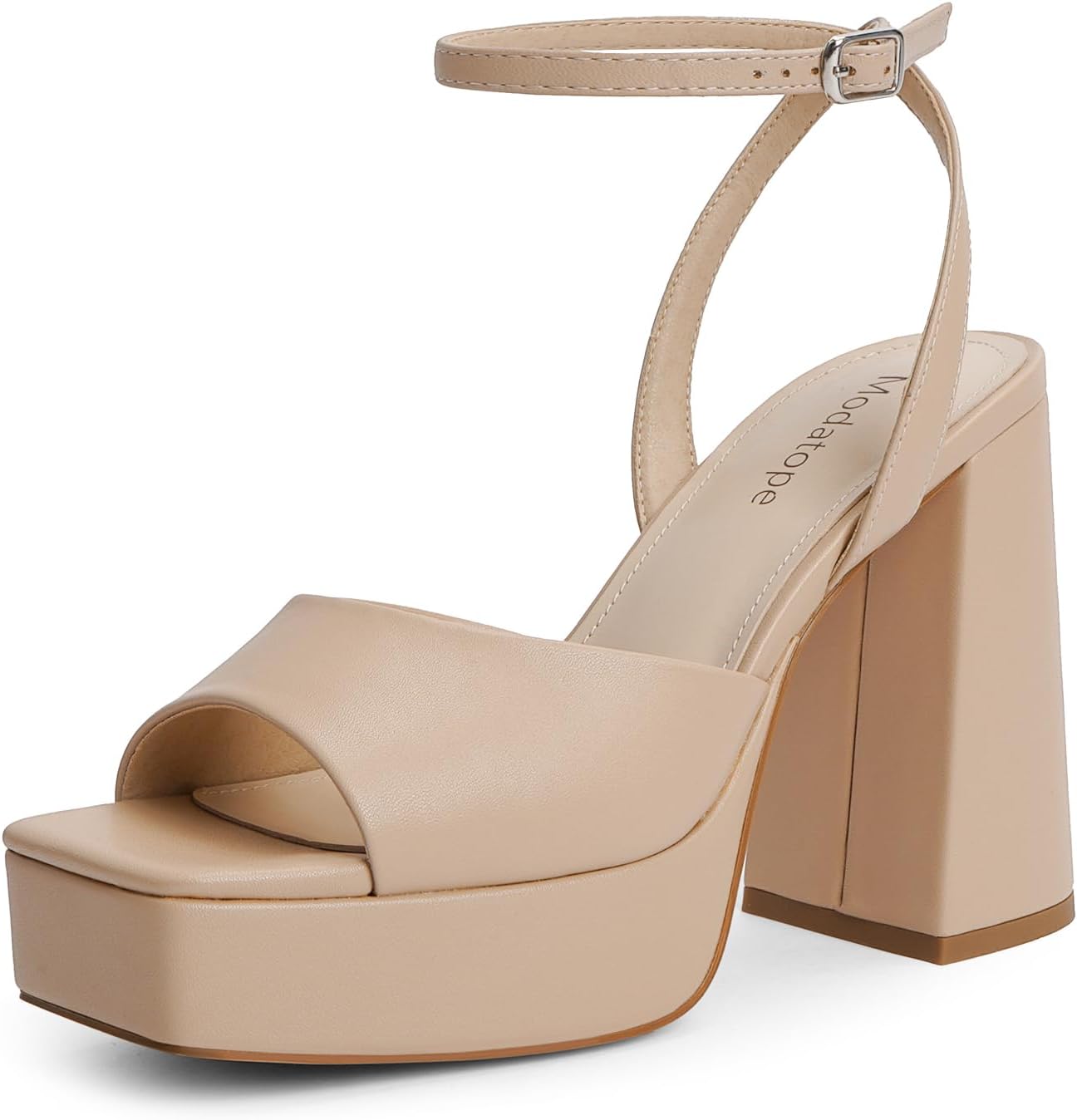 Detalle de Modatope Platform Heels for Women: Open-Toe Chunky Heel Platform Sandals with Ankle Strap
