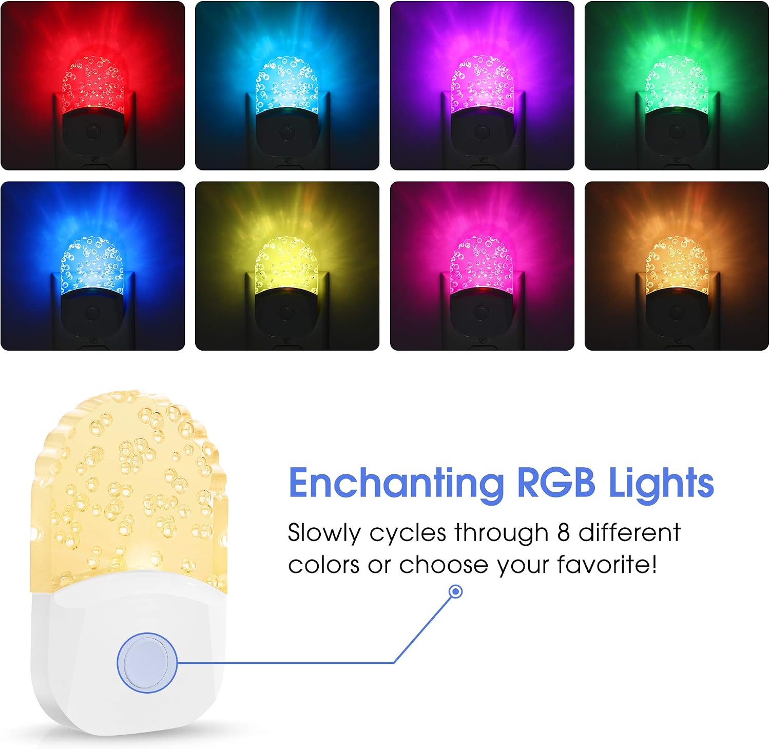 Thumbnail 2 de Emeritpro Night Light Plug in Wall with Dusk to Dawn Sensor – Warm White + RGB (8 Colours), 3 Lighting Modes, 0.5W Low Energy