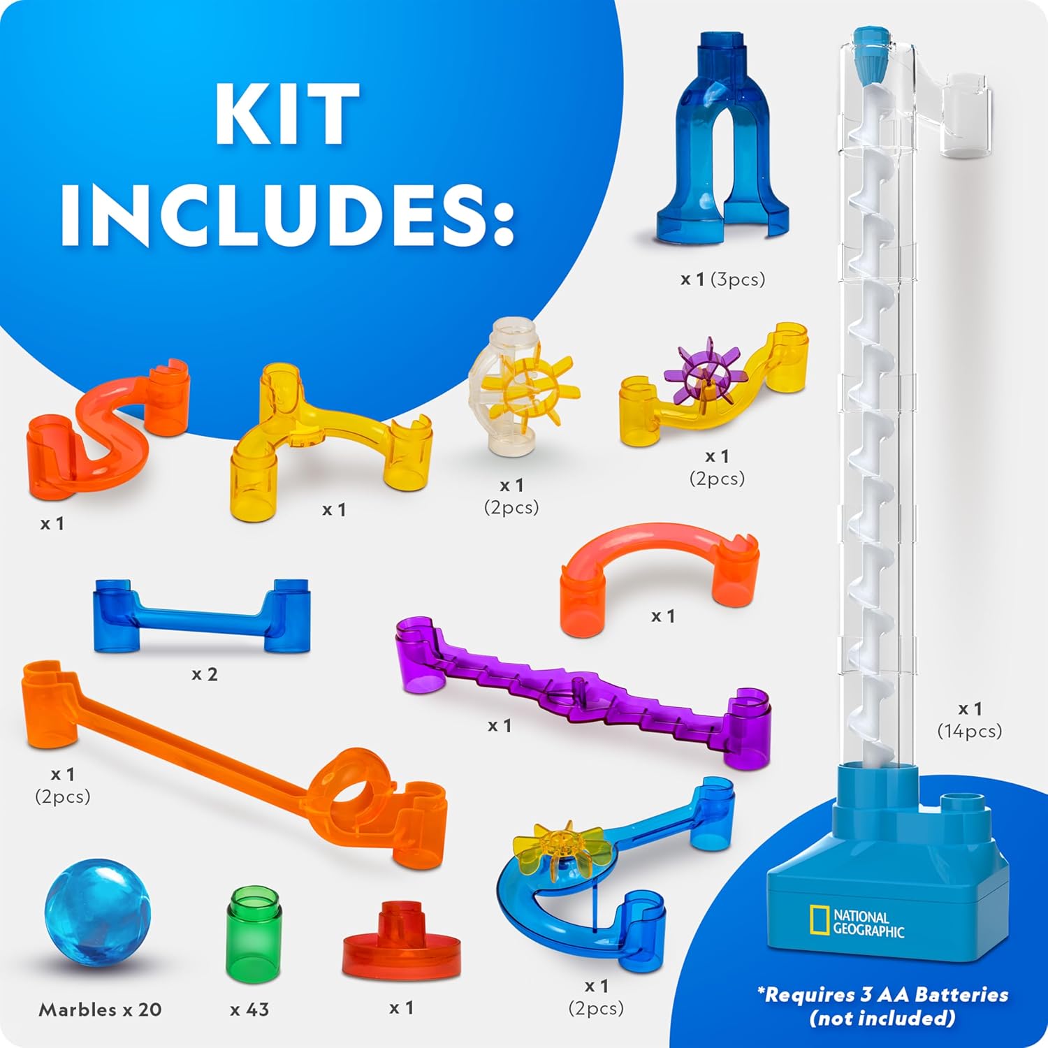Detalle de National Geographic Marble Run with Motorized Elevator (95-Piece Kit)