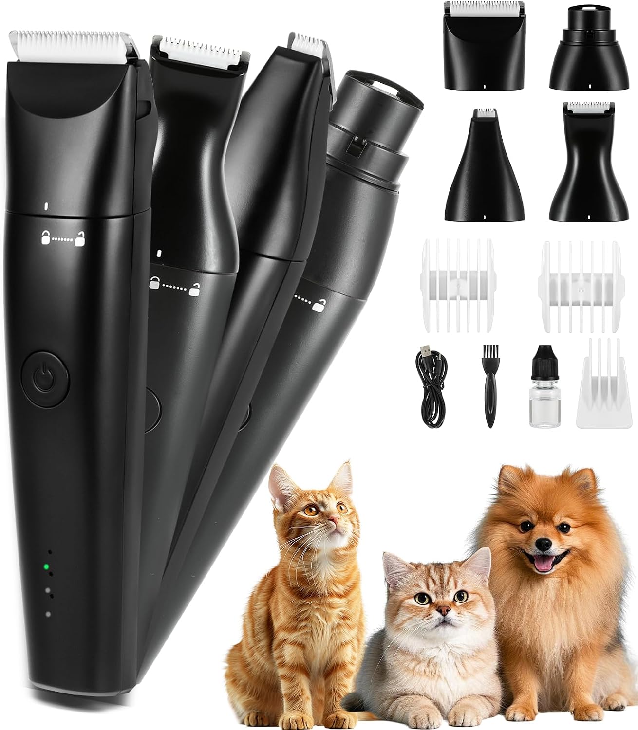 Detalle de Cussity 4 in 1 Dog Clippers for Grooming – USB-C Rechargeable, Two Speeds, Nail Grinder
