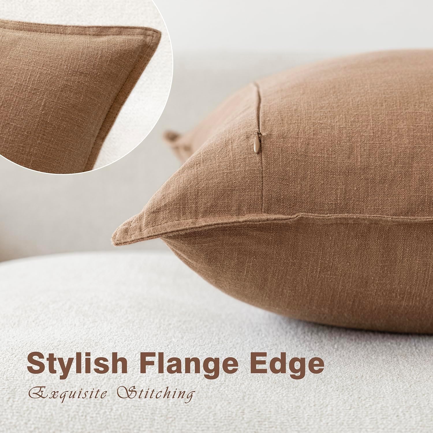 Detalle de Foindtower 20x20 Decorative Linen Throw Pillow Covers (Pack of 2)