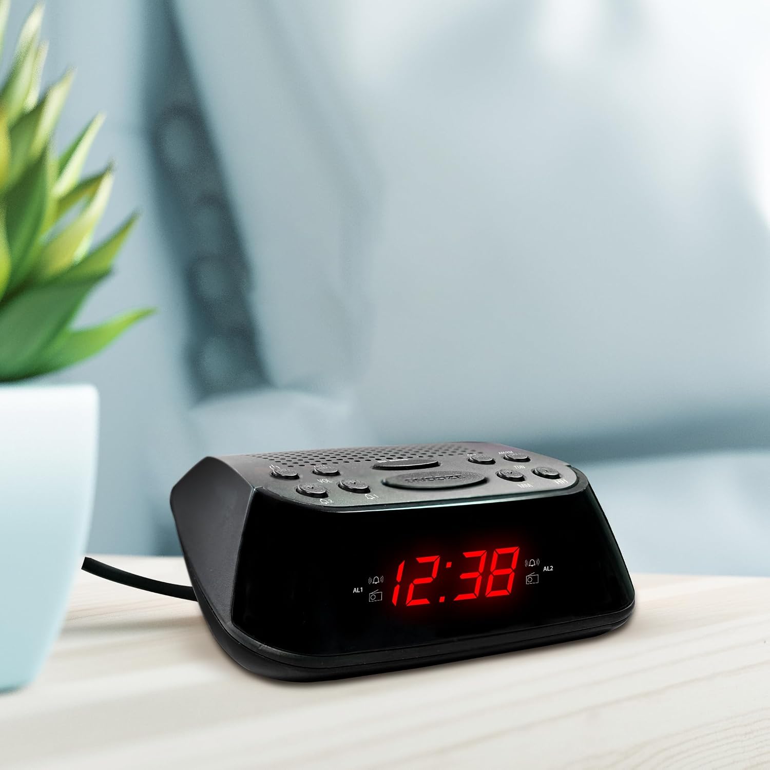Detalle de METRONIC 477003 Radio-Réveil FM Double Alarme – Grand écran LED rouge