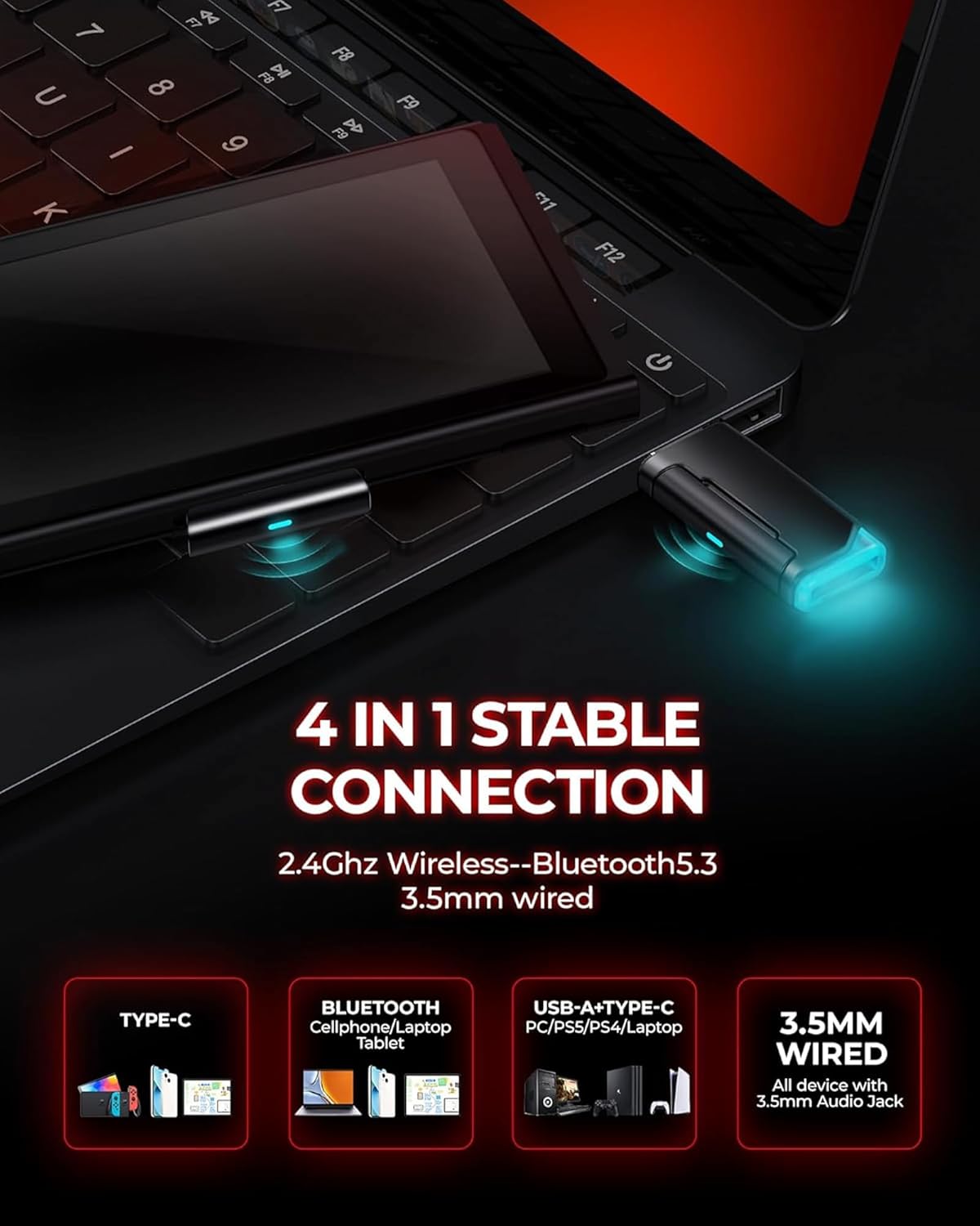 Thumbnail 6 de Wireless Gaming Headset 7.1, 2.4GHz + Bluetooth 5.4