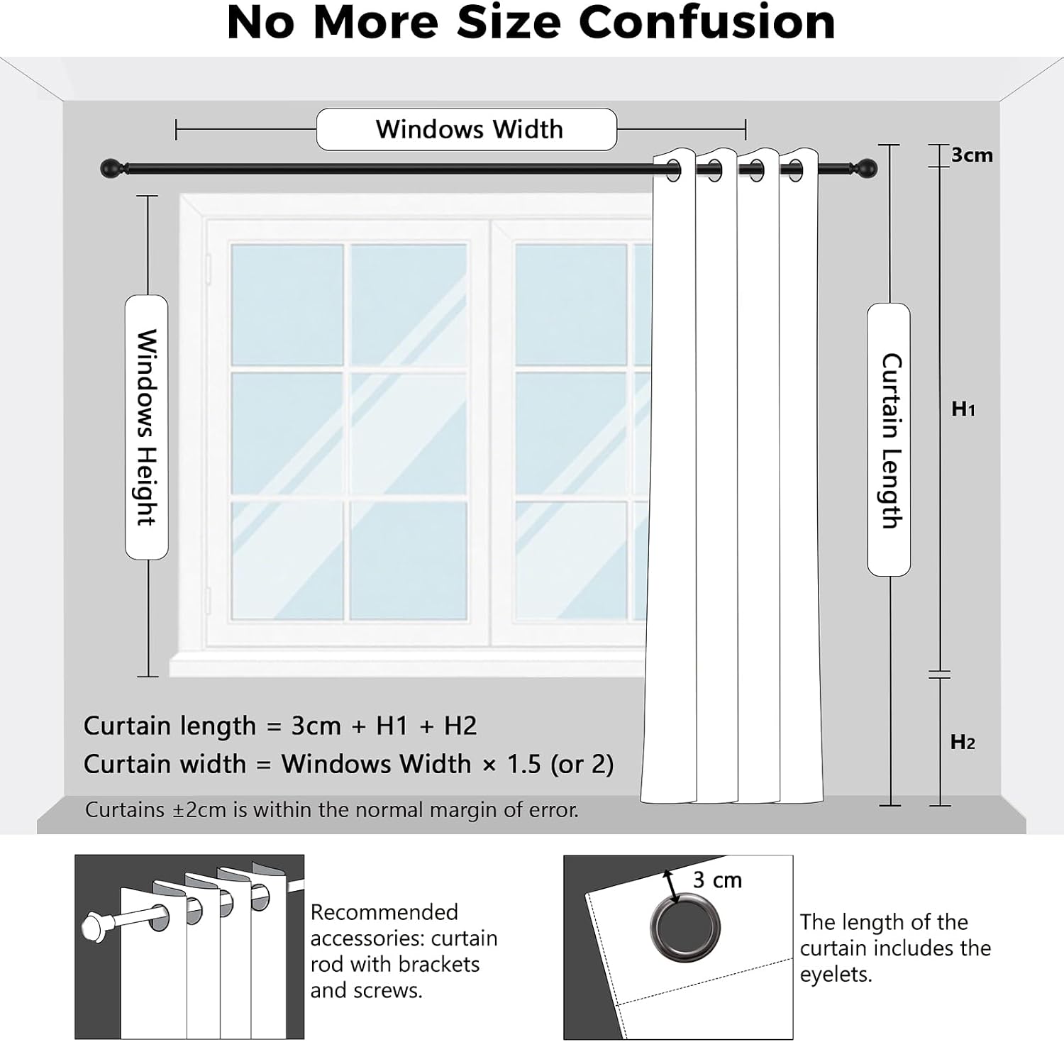 Thumbnail 3 de MRTREES Kitchen Net Curtains 54 Drop, White Sheer Curtains – 2 Panels (132x137 cm)