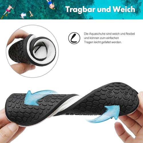 Detalle 2 de Sixspace Badeschuhe Damen/Herren Wasserschuhe mit rutschfester Sohle – Weiß, EU 39