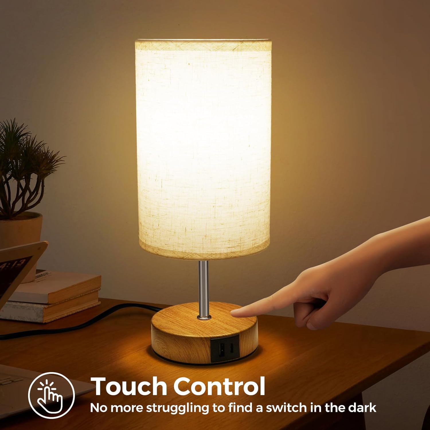 Thumbnail 2 de Suright Touch Control Bedside Lamp with USB Ports
