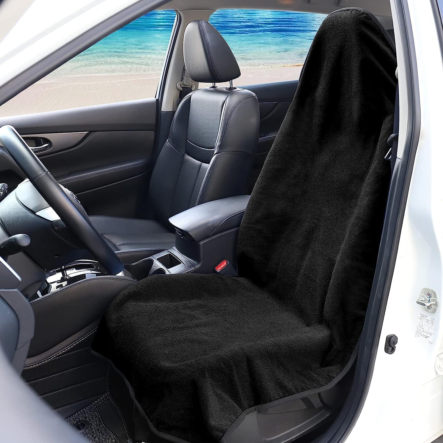 Thumbnail 1 de Leader Accessories Sweat Towel Seat Cover – Waterproof, Non-Slip, Universal Front Seat (Black)