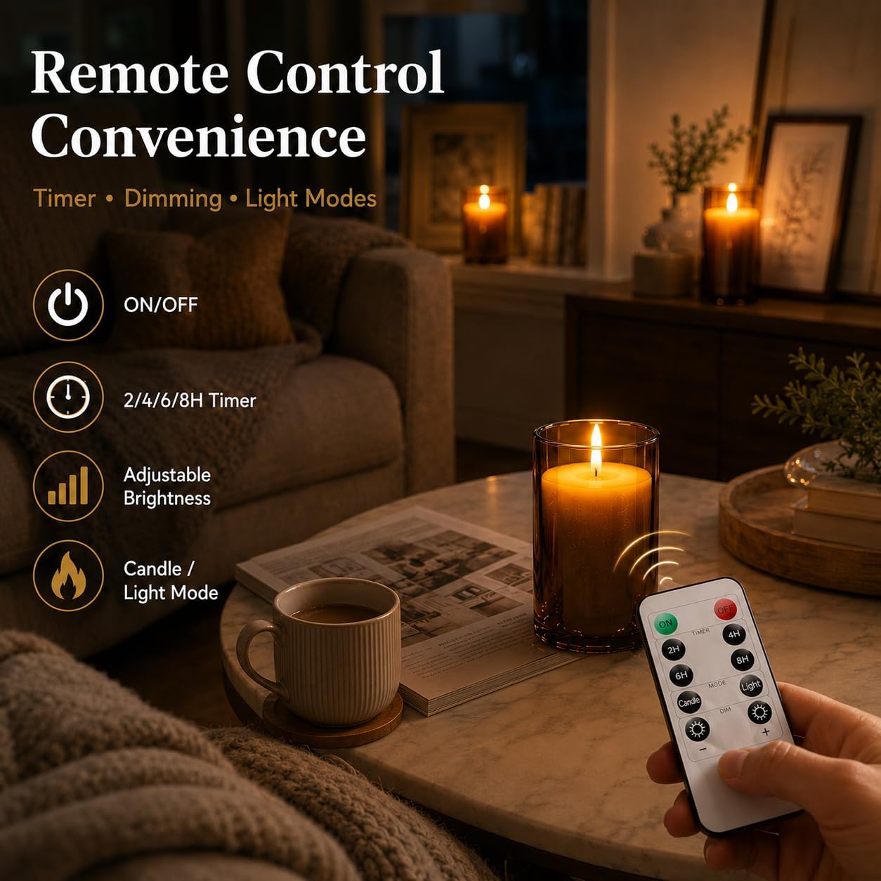 Thumbnail 2 de YINUO LED Candles 4 5 6in Set