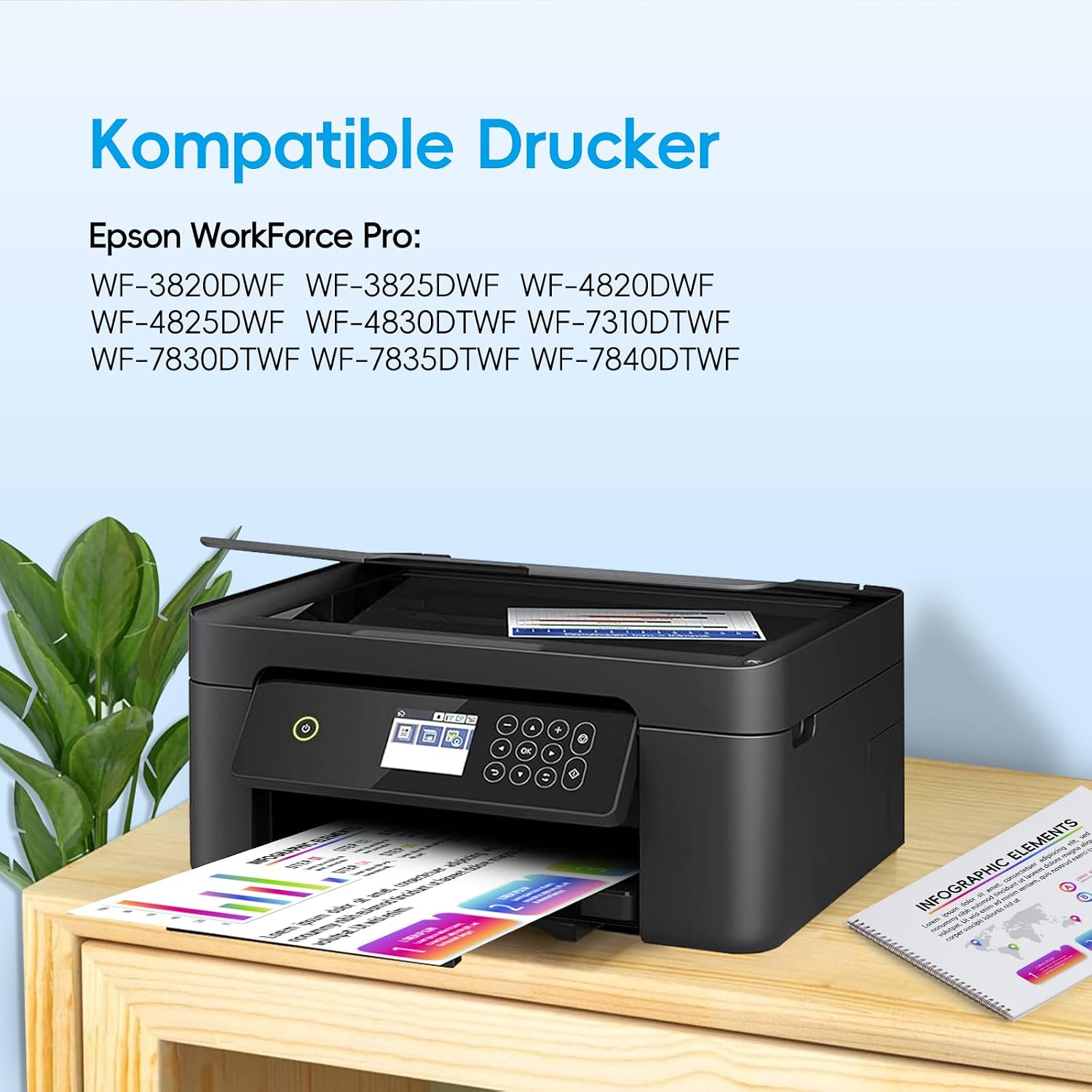 Detalle de Kompatible 405XL Tintenpatronen 10er-Pack für Epson Workforce Pro – 4x Schwarz, 2x Cyan, 2x Magenta, 2x Gelb