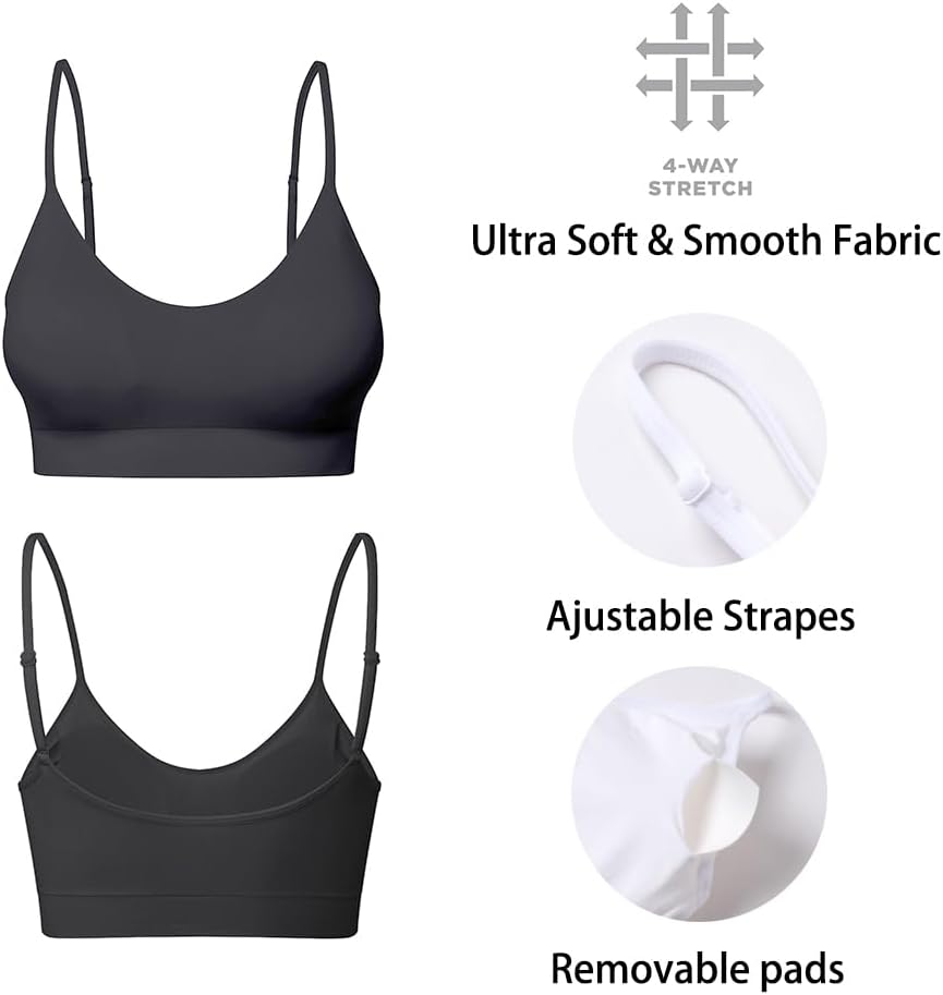 Detalle 2 de Comfyin Padded Bralette 3-Pack with Adjustable Straps (seamless nylon/spandex) for sleep, yoga and everyday wear