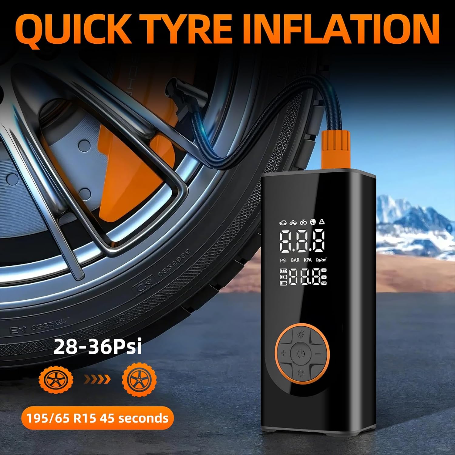 Thumbnail 1 de Portable Tyre Pump for Car with Digital Pressure Gauge and 150PSI