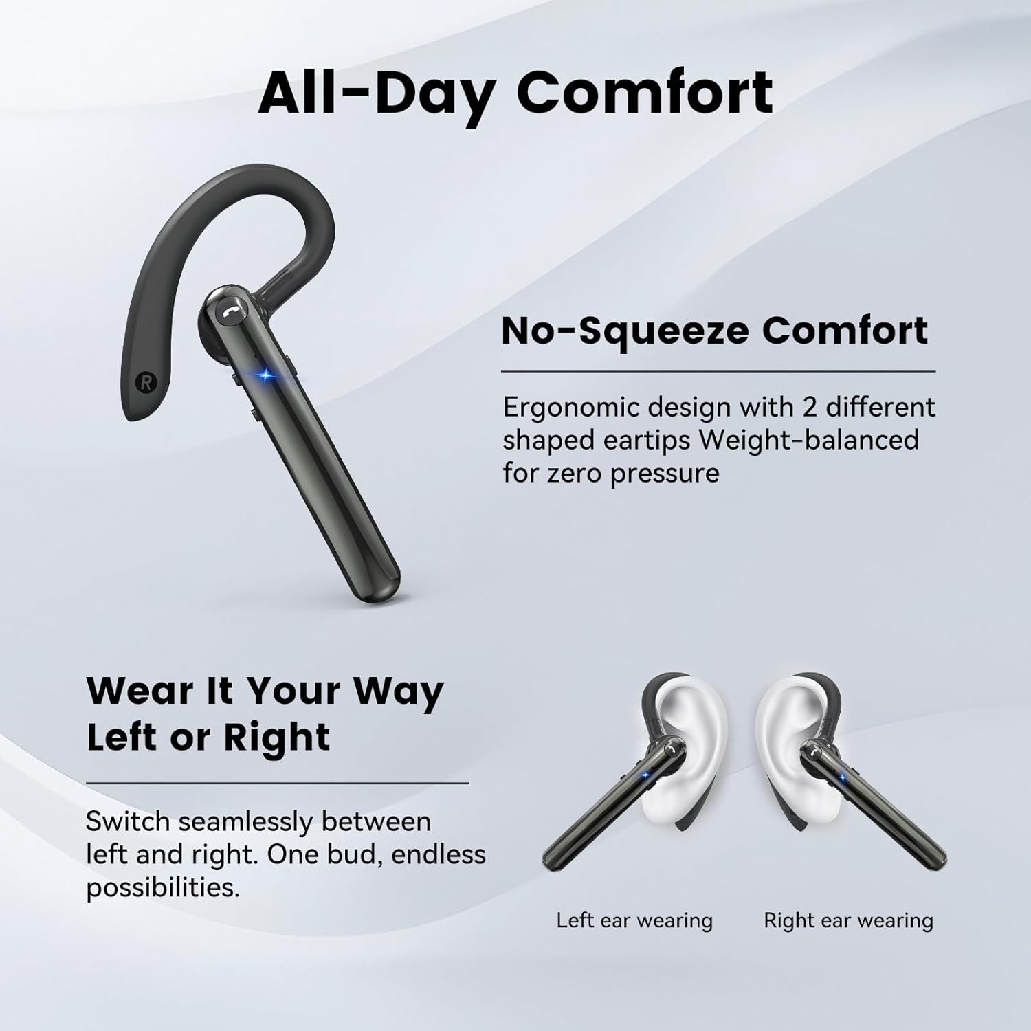 Thumbnail 5 de Bluetooth Headset V5.4 with Dual Mic, Dual Pairing and 18H Playback (handsfree earpiece)