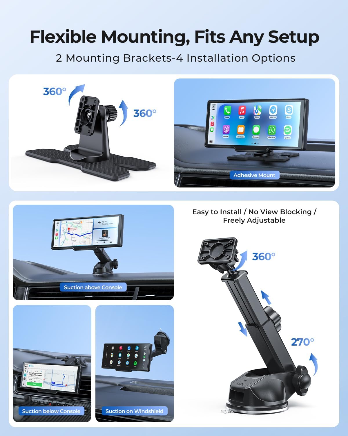 Thumbnail 6 de 9.26-inch Wireless Portable CarPlay Screen with Dual Dash Cam (4K Front + HD Rear) and OTA updates
