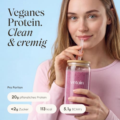 Detalle 2 de VETAIN Veganes Proteinpulver Beere – 20 g Eiweiß, 100% Bio & fermentiert
