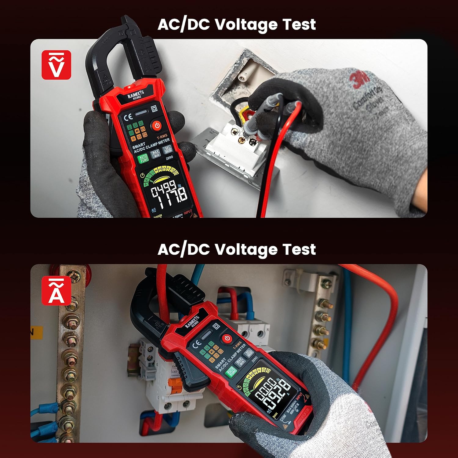 Thumbnail 4 de KAIWEETS KC602 Clamp Meter: Smart Auto-Range Multimeter with 600A/600V, NCV and Temperature