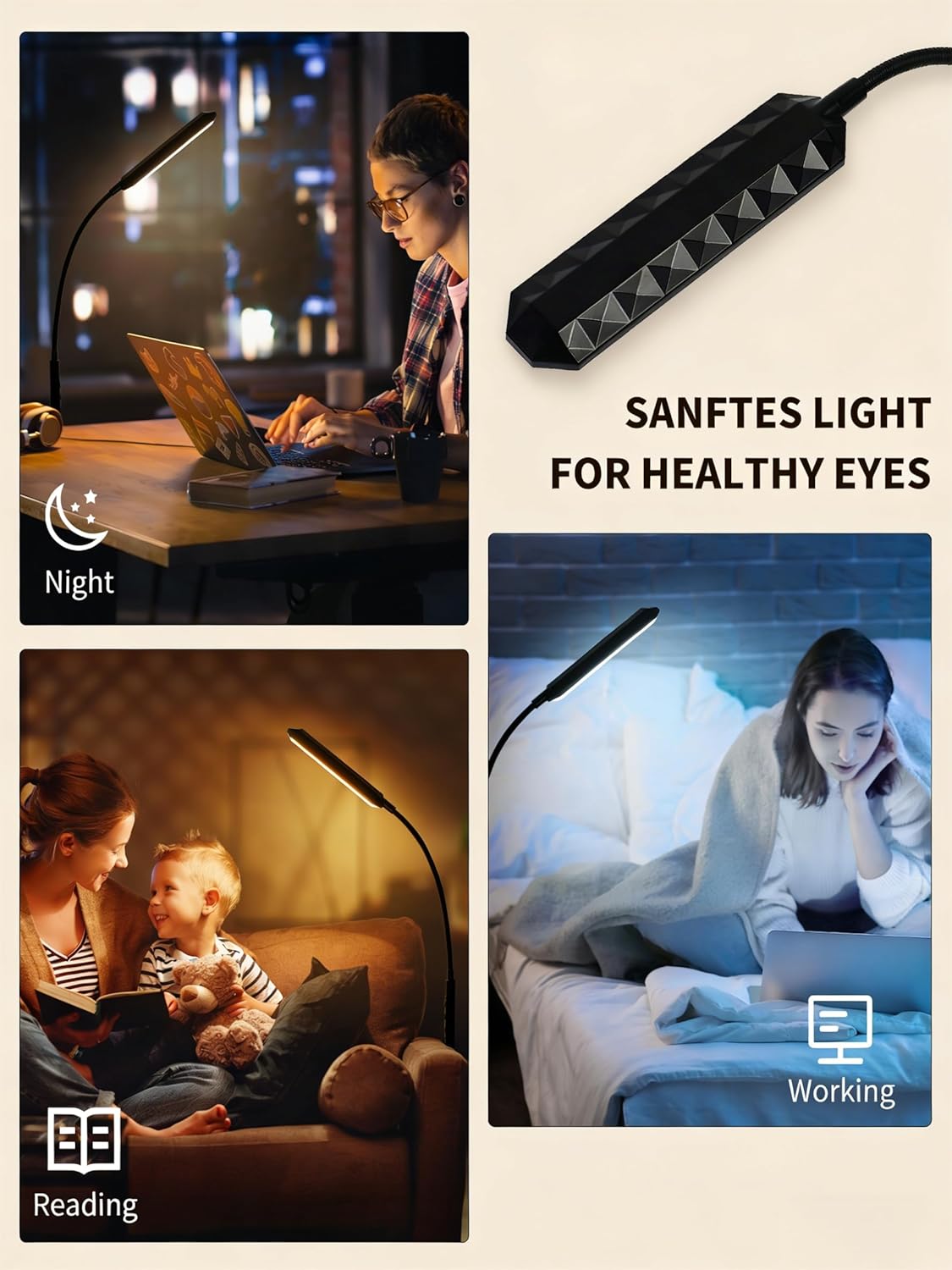 Thumbnail 4 de LED Stehlampe für Wohnzimmer & Lesebereich – 18W dimmbar, 2700–6500K mit Fernbedienung, Timer (Schwarz)