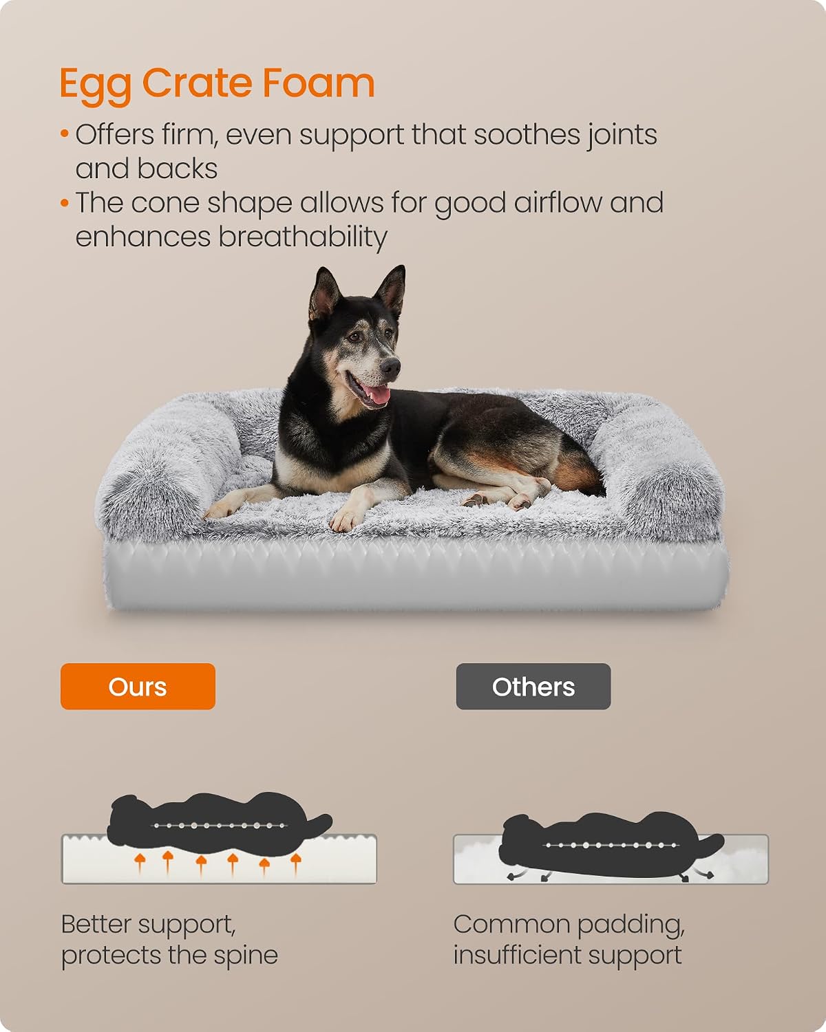 Thumbnail 3 de Feandrea FluffyHug Dog Bed XL 106x76x19cm